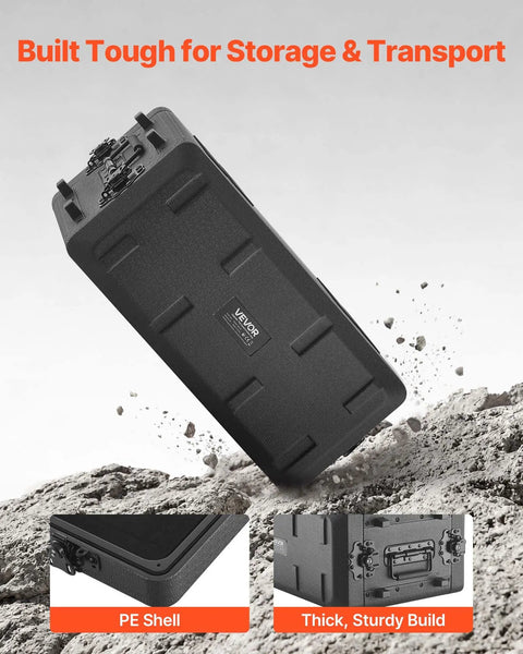 Kickass 4U Rack Mount Case Shallow Flight Box With Integrated Mic Storage Heavy Duty Bulletproof Polyethylene Build Recessed Slide Latches Badass Gear Vault For Amps And Studio Processors