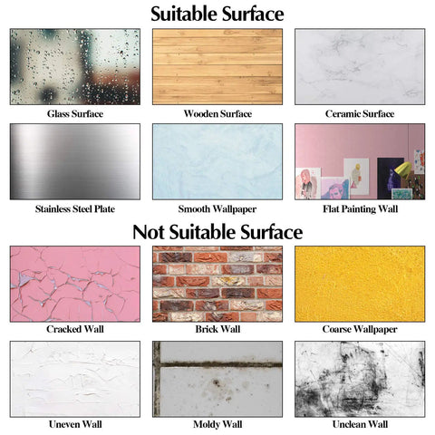 Surface suitability guide for Two Sheets Vinyl Wall Quote Decals Set Motivational Attitude Quotes Believe In Yourself Inspirational Sayings