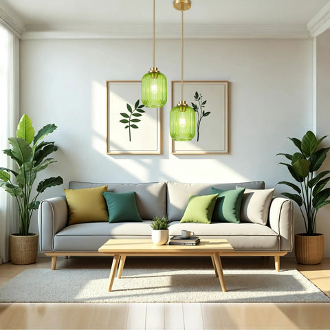 Farmhouse Island Lights for Kitchen, Kitchen Pendant Lighting over Island above a modern sofa in a stylish living room.