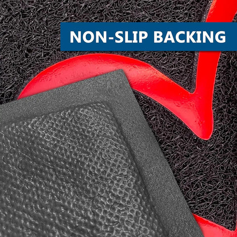 Close-up of Heavy Duty Non Slip Door Mat For Indoor Outdoor Use 30 By 17.5 Inches, highlighting non-slip PVC backing.