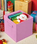 Foldable Fabric Storage Cubes Set For Closet And Toy Organization, 6 Pack Pink Cloth Bins with toys and gifts