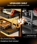 Comparison of 2 Tier Clamp On Desk Shelf 16 Inch Wide Adjustable Above Or Under Desk Storage Holds 66 Lbs with headphone holder