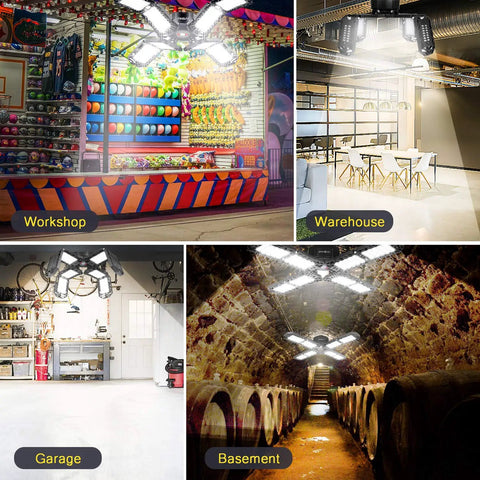 2 Pack LED Garage Light Ridiculously Bright 200W 20000 Lumens Deformable Eight Panel Screw In E26 E27 Ceiling Shop Lamp