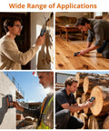 Professional Pin Moisture Meter Tailored With Dual Settings For Wood Lumber And Drywall Panels Alongside Standard Construction Frames in use on multiple surfaces.