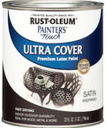 Can of Painter's Touch Latex Paint In Satin Espresso Quart For Indoor Outdoor Projects, Water Based Low Odor, Quick Dry And Chip Resistant Finish