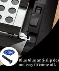 Heavy Duty Premium Slick Black Laptop Bottom Case Screws Replacement Bundle Built For Asus Tuf Gaming Fa617 Fa607 And F16 Fx607 Models, close-up detail of blue glue screw.