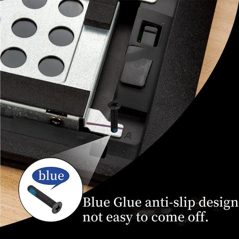 Heavy Duty Premium Slick Black Laptop Bottom Case Screws Replacement Bundle Built For Asus Tuf Gaming Fa617 Fa607 And F16 Fx607 Models, close-up detail of blue glue screw.