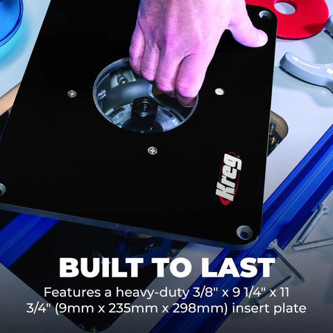 Precision Mdf Router Table Top With Flush Leveling Inserts And Low Friction Glide Surface For Heavy Duty Woodworking Builds That Are Straight Up Kickass insert plate being mounted.
