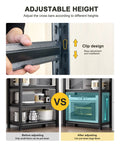 Adjustable clip design on Heavy Duty Metal Five Tier Storage Shelving Unit For Garage, Home And Office, 63 Inch Tall, Black Finish