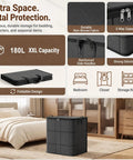 Kick Clutter To The Curb Two Pack Of XXL Foldable Moving Bins With Heavy Duty Reinforced Handles For Straight Up Durability Large Capacity Clothes And Blanket Storage in a stylish bedroom setting.
