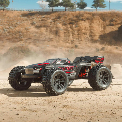 ARRMA Kraton 1 8 Scale 6S EXB Ready To Run Clipless Body Basher Monster RC Truck Powerful And Stable With Brushless Motor Battery And Charger Not Included Black ARA8708V6T1 off-road front view