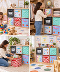 6 Piece Slick Fabric Storage Bins 11 Inch Vibrant Cubby Basket Organizers With Grippy Handles For Classrooms And Nurseries, colorful storage solution.