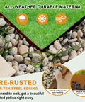 Beefy Pre Rusted Cor Ten Steel Landscape Edging For Four And A Half Inch Border close-up with grass and stones.