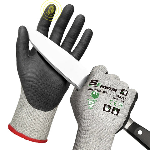 Heavy Duty Cut Resistant Work Gloves For Woodworking And Construction With ANSI A7 Protection Nonslip Size L 3 Pairs