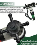 Top Tier Electric Inner Swelling Pipe Beveling Machine With 1200W Motor delivering smooth cold cutting, includes tensioning hand wheel for automatic pipe adjustment.