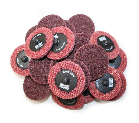 2 Inch Quick Change Surface Conditioning Discs Burgundy Medium Grit 25 Pack For Sanding Finishing Rust Removal On All Metals Open Web Backing