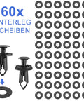 All In One 265 Piece Car Bumper Retainer Clip Kit With Six Size Plastic Rivets Auto Fasteners Push Pins detail of washers