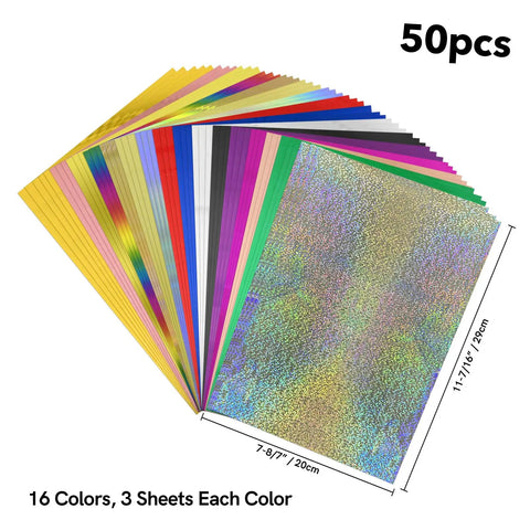 Hot Foil Paper Dope 20x29cm 50 Sheets Mixed 16 Colors Toner Reactive for scrapbooking and crafts