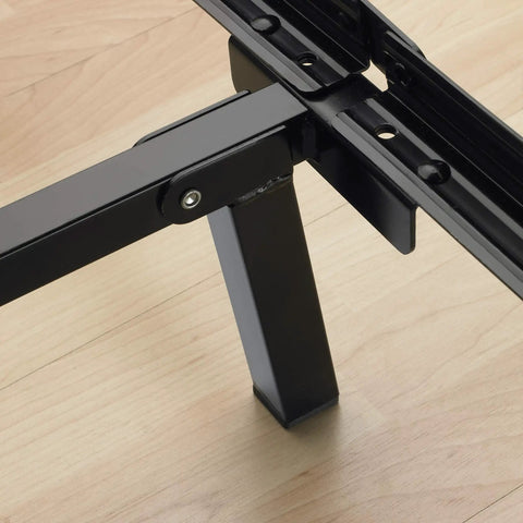 Close-up of Heavy Duty Low Profile Metal Bed Frame With Straight Up Sturdy Steel Support showing robust leg and connection detail.
