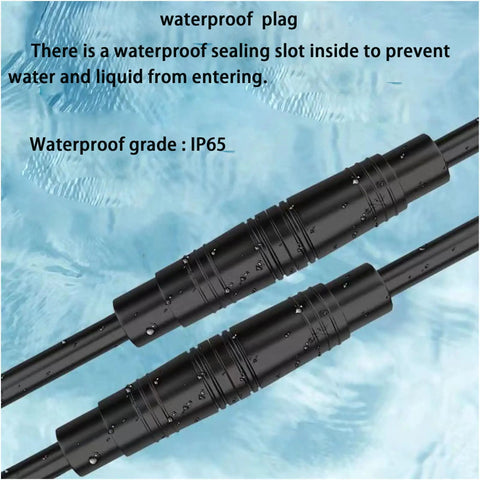 3 Pin Male And Female Waterproof Ebike Extension Cable Connector Kit With 20Cm 26AWG Wire IP66 Rated, sealed joints on cables