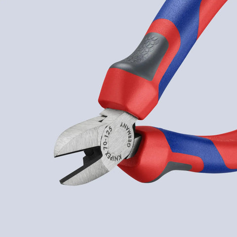 Comfort Grip Diagonal Cutters For Wire Cutting With Bevel Edges, Precision 62 HRC Cutting Edges, red and blue handles