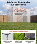 Walk In Greenhouse For Outdoors With Windows PE Cover Roll Up Zipper Door 76.8 Inches Long 30.3 Inches Wide 66.1 Inches High Portable Backyard Garden House Kit with reinforced structure and stability enhancements.