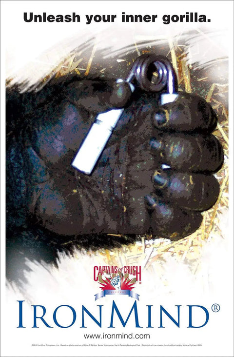 Image of a gloved hand using a Premium Hand Gripper Trainer For Elite Beast Mode Grip Strength 100 LB With Knurled Aluminum Handles.