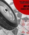 8 Inch Heavy Duty Gate Wheels Two Pack Side Mount Casters Built To Kick Sagging Gates To The Curb Fits 1 5 8 To 2 Inch Steel Tubing Black rubber wheel with anti-slip surface.