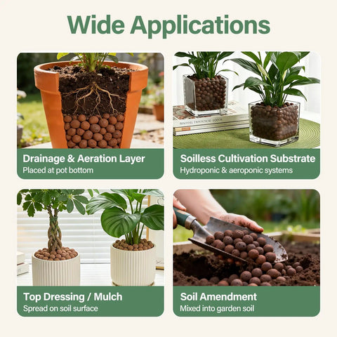 Image showing Six Pound Bag Of LECA Clay Pebbles 4 To 16 mm For Hydroponics Aquaponics uses in plant pots and garden soil.
