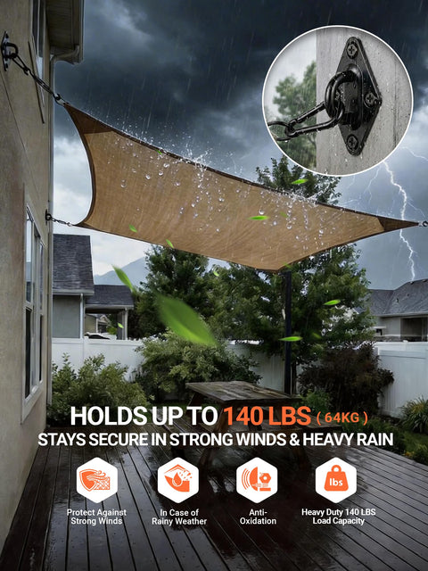 Durable 304 Stainless Steel Sun Shade Sail Hardware Kit With 6 Inch Fittings For Rectangle And Triangle Shade Sail Installations