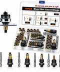 Heavy Duty Carbon Steel Rivet Nut Tool Set M3 To M8 Fits Thin Sheet Metal Tubing With Setter Creates Threaded Inserts Fast In Compact Case Good For Mechanics And DIY Guys Wanting Real Heavy Duty Gear For Any Job Site On The Go. M3-M8 kit in case