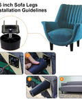 Installation of 4 Pack 4.6 Inch Plastic Sofa Legs With M8 Screws Tapered Replacement Furniture Feet For Sofas Couches Chairs Desks Beds