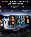 Large digital display of Badass 8000A Jump Starter With Portable Car Battery Rescue And 180 PSI Auto Shutoff Tire Inflator.