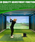 Golfer swinging with Rugged Metal Protective Case With Handle For Golf Launch Monitor First Gen Model next to mat