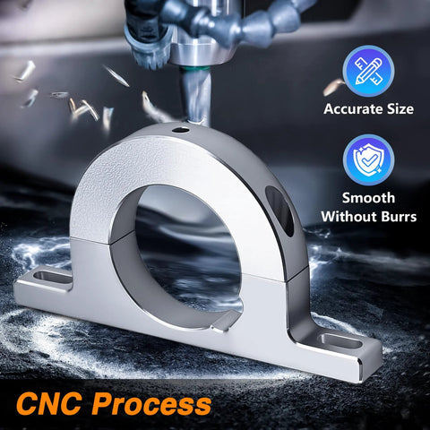 KPALAG 2-inch aluminum steering column underdash mounting clamp, CNC-machined silver ring with base plates