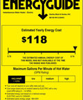 Energy guide label for Hot Water On Demand Tankless Electric Water Heater For One Sink 3.5 kW 120 V 0.5 GPM.