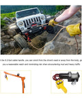 Jnixij Wired Winch Handheld Remote Controller with Forward And Reverse Control Buttons for 12V Electric Winches, in use for vehicle recovery.