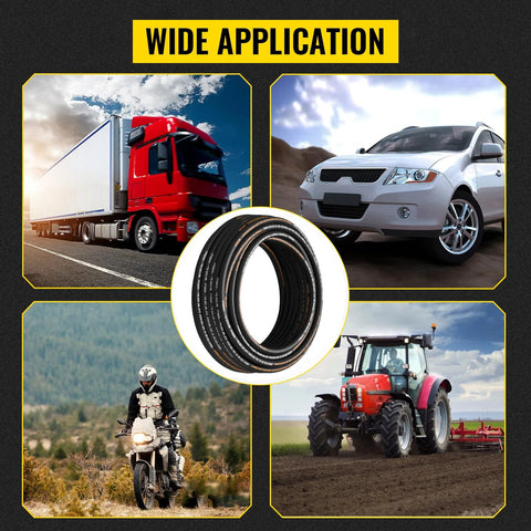 Hydraulic Hose Three Eighths Inch By One Hundred Feet Coiled, 4800 PSI, Dual High Tensile Steel Wire Braid for Heavy Equipment