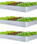 Galvanized Raised Garden Beds 3 Pack 8x4x1 Ft Each With Overlapping Four Inch Panels And Two Row Screws A Heavy Duty Metal Planter Box