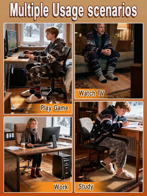 Under Desk Heated Floor Mat With 10 Temperature Levels And 3 Timers, 110V Electric Cozy Foot Warmer Pad For Home Office, Warmth scenarios