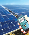 Hand holding Pocket Solar Power Meter For Solar Irradiance And Illuminance Measurement Handheld Light Meter For UV And PAR Readings Killer Tool