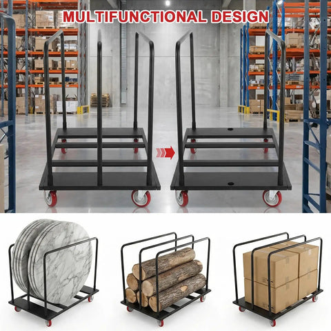 Heavy Duty Folding Table Cart And Drywall Dolly, 1800 Lb Capacity, Moves 10 Tables At Once, Beastly Mobile Utility Cart For Boxes, Wood, Stone, Plywood And More For Job Sites And Workshops in warehouse