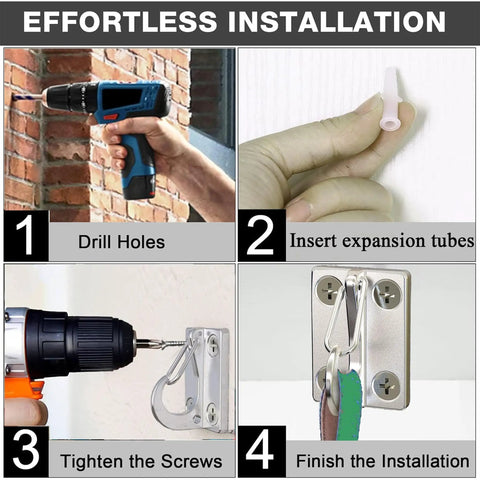 Installation steps for Heavy Duty Stainless Steel Dog Tie Out Wall Hook Set Rustproof Indoor Outdoor Leash Mount Holds Up To 500 Lbs Wall Mounted Leash Anchor 2 Pack for Secure Parking.
