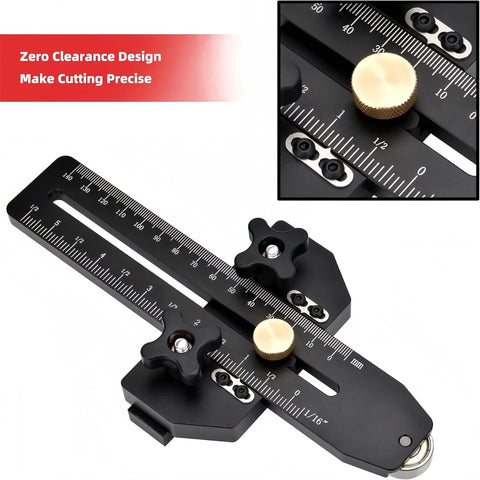Thin Rip Jig For Table Saws With Micro Adjustable Woodworking Guide And Anti Kickback Safety Design in black and brass