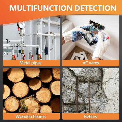 Stud Finder Leveler, Detector, Depth Recognition Detector Tool detecting metal pipes, AC wires, wooden beams, and rebar.
