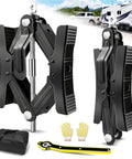 Camper Wheel Chock Stabilizer 2 Pack for RVs and Travel Trailers with Heavy Duty X Design Anti Move Tire Chocks featuring ratchet.