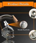Heavy Duty Hand Gas Caddy Transfer Pump For 30 35 40 Gallon Fuel Caddies, Aluminum Alloy Siphon Pump With 1-1/4 Inch Inlet And Outlet, easy to assemble and disassemble, close-up of threads and housing