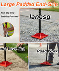8 By 8 Inch Steel Tamper Tool With 48 Inch Handle for soil and gravel compacting, shown during driveway and landscaping tasks.