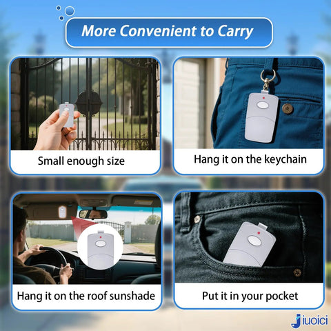 3089 Multicode Gate Opener Remote Control For 300MHz 10 Dip Systems shown in various convenient carrying options