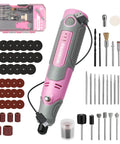 Cordless Rotary Tool Kit With 71-Piece Accessory Set, 3 Speeds, USB Rechargeable Mini Rotary Tool For Engraving, Sanding, Polishing, Carving, Cutting, And DIY Crafts - Pink Ribbon